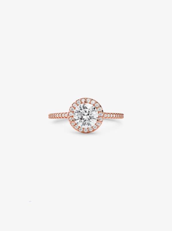 Damske Prstene Michael Kors Precious Metal-Plated Sterling Silver Pavé Oversized Halo Ruzove Zlate - Šperky Michael Kors Outlet | GNOET-8642
